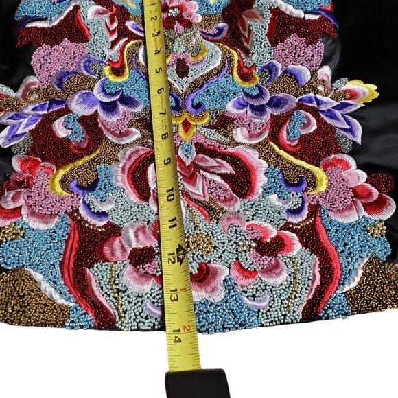 Custom Made By NIMA Womens Black Satiny Formal Beaded Sleeveless Top Size 48 - Picture 5 of 8